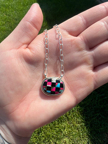 Checkered Cotton Candy Necklace