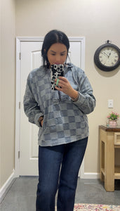 Denim Checkered Pullover