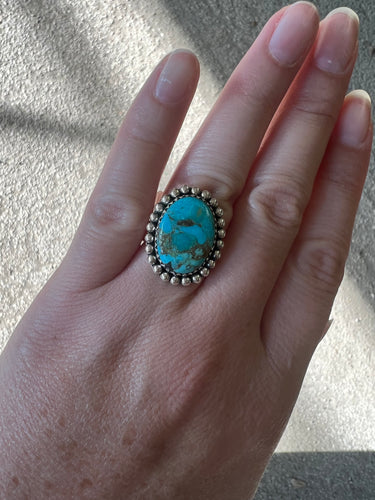 Beaded Turquoise Adjustable Ring