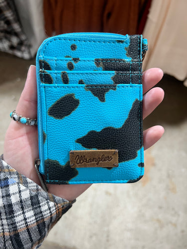 Turquoise Cowprint Card/Coin Purse