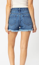 Load image into Gallery viewer, Mid Rise Denim Distressed Shorts